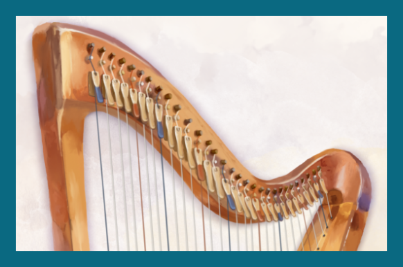 Carousel Bunny Harp Illustration